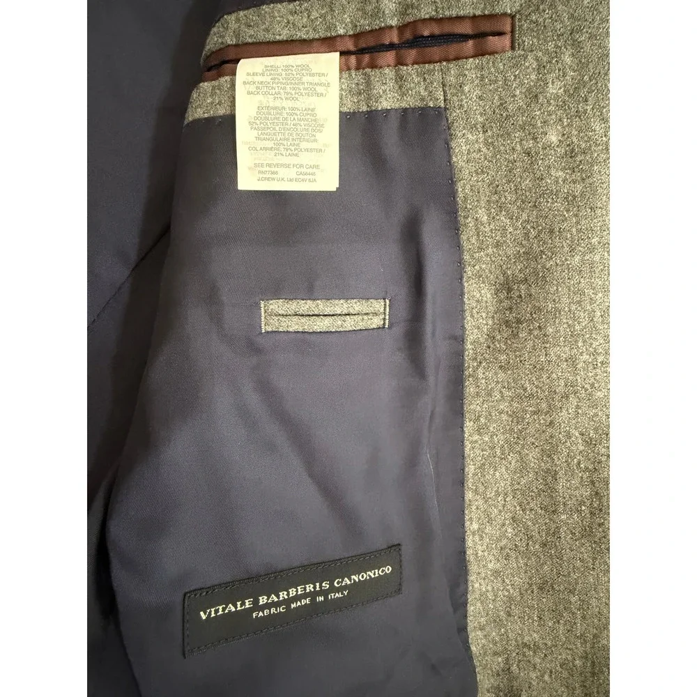 J.Crew Ludlow Blazer Men 38R Sportcoat Gray Vitale Barberis Canonic Italian Wool